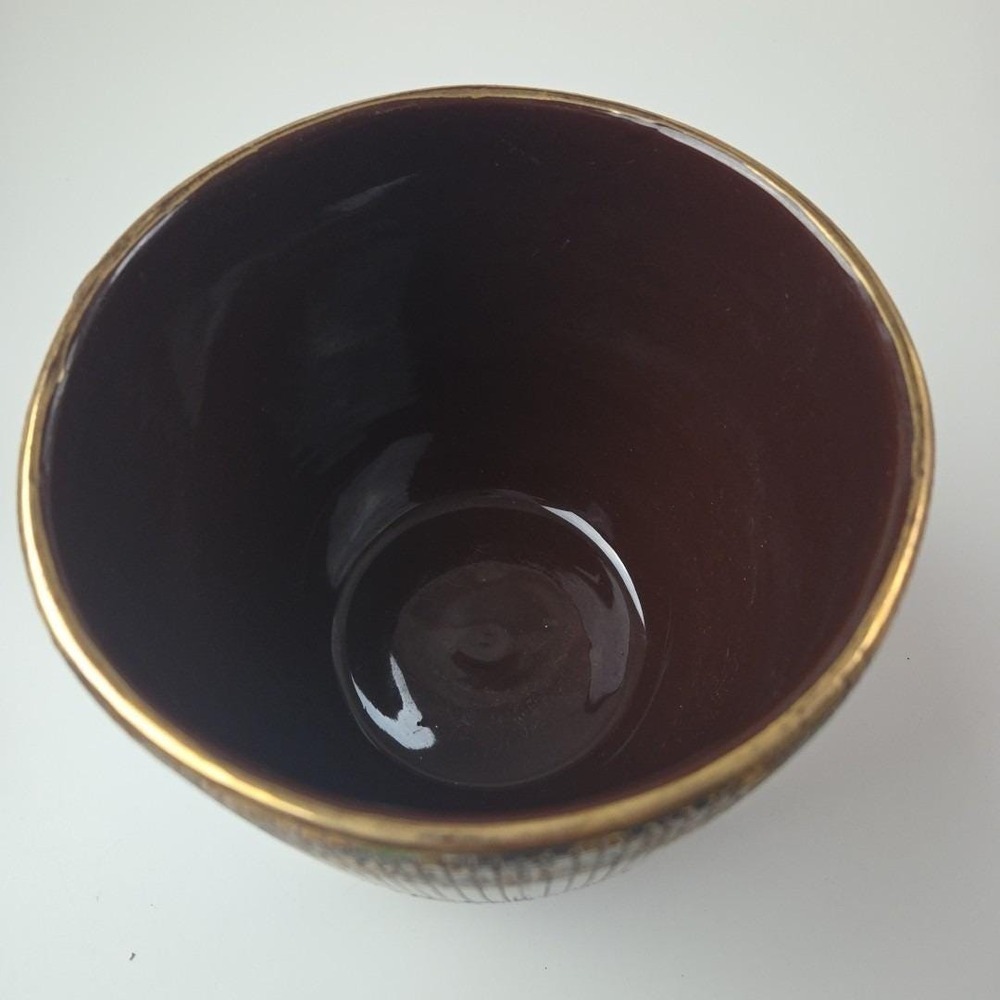 VTG Bitossi Seta Italian Ceramic Planter Pot Earthy Hues 5.75" Tall x 6.5" Wide - Picture 3 of 16